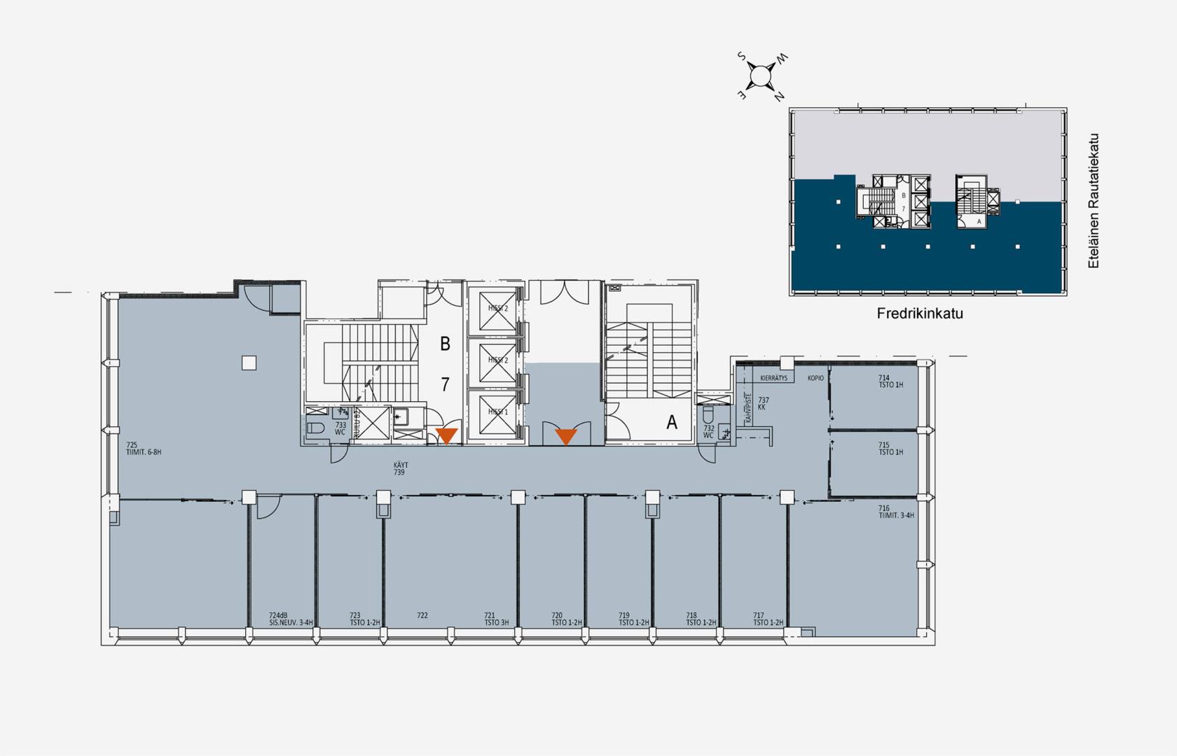 Fredrikinkatu 48, 264m2, 5. kerros, Toimistotila