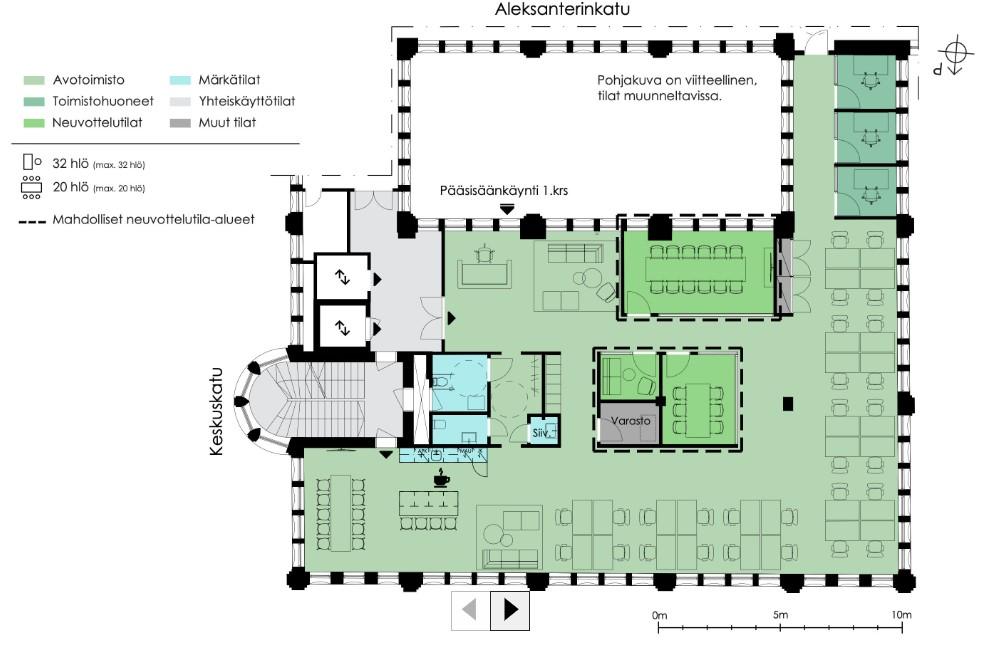 Keskuskatu 6 G, 322m2, 3. kerros, Toimistotila