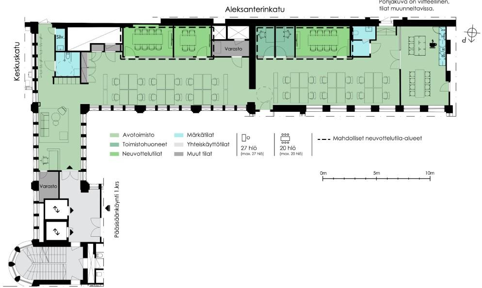 Keskuskatu 6 G, 290m2, 3. kerros, Toimistotila