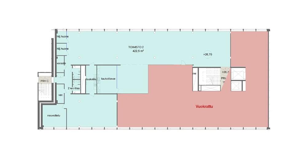 Teollisuuskatu 13-15, 422m2, 4. kerros, Toimistotila