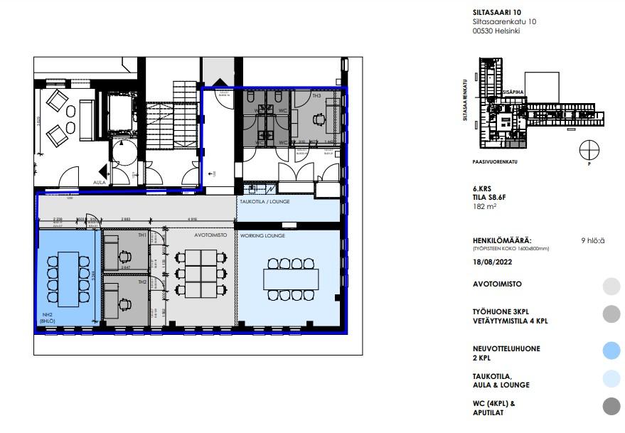 Siltasaarenkatu 10, 201m2, 6. kerros, Toimistotila