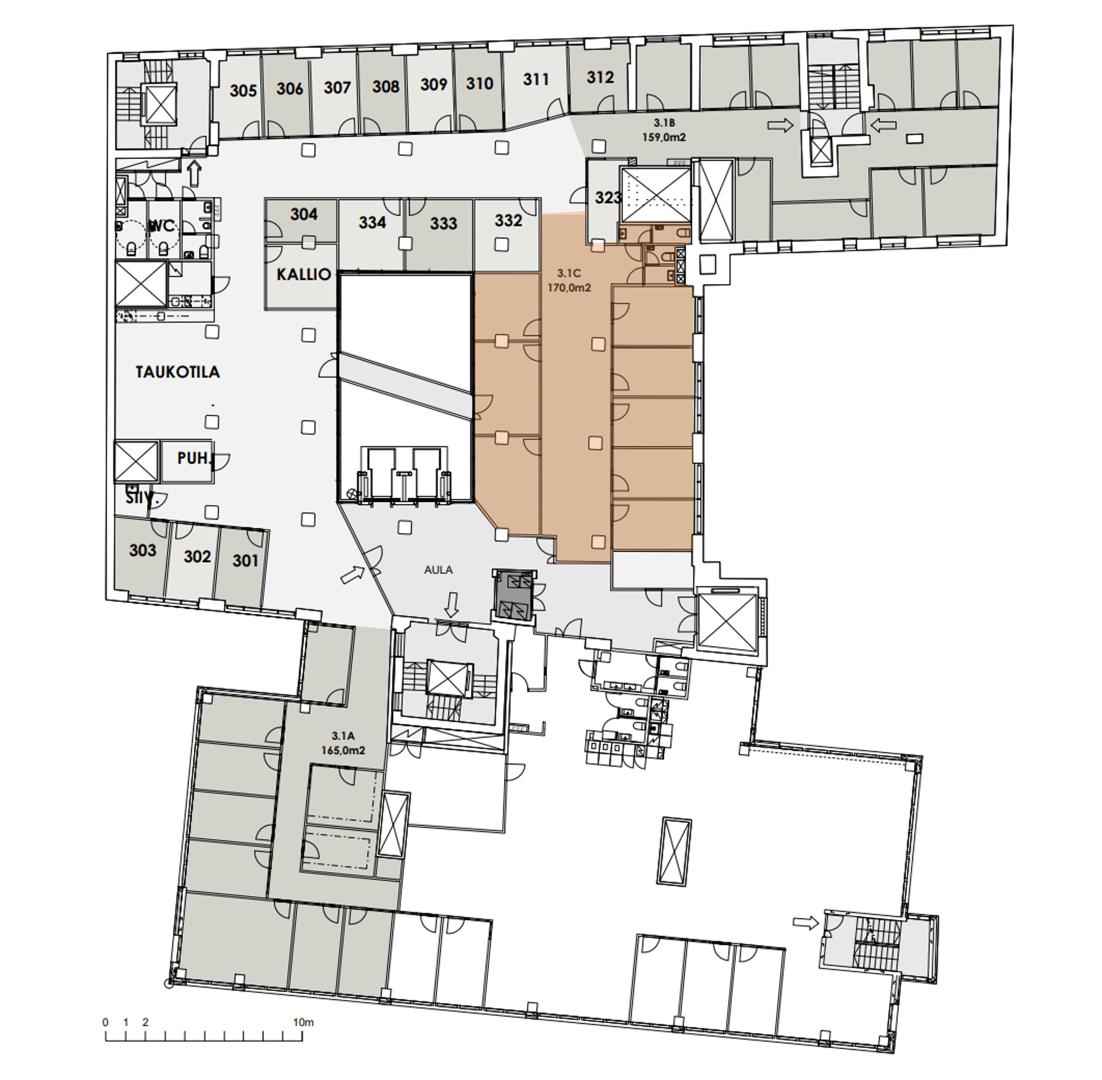 Kumpulantie 3, 170m2, 3. kerros, Toimistotila