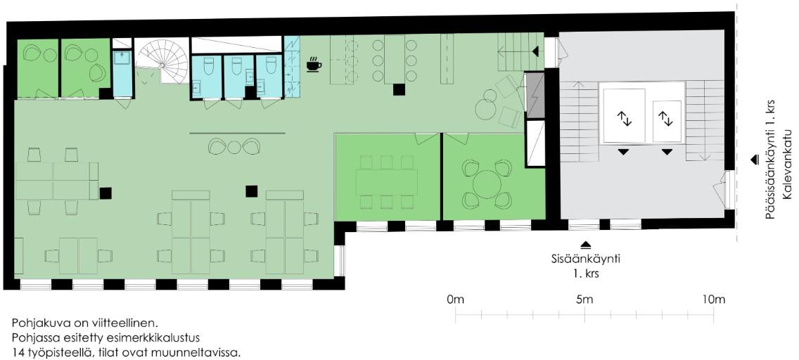 Kalevankatu 30, 166m2, 3. kerros, Toimistotila