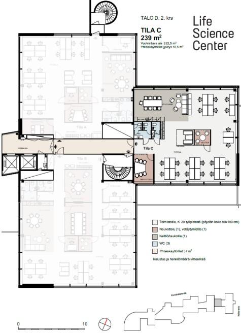 Keilaranta 12 D-talo, 239m2, 2. kerros, Toimistotila