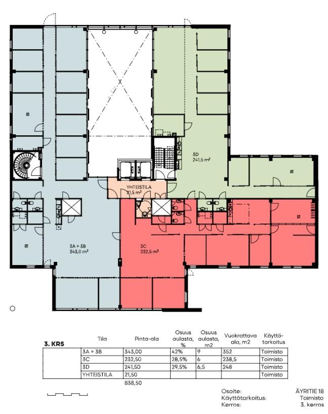 Äyritie 18 HEHKU, 238m2, 3. kerros, Toimistotila