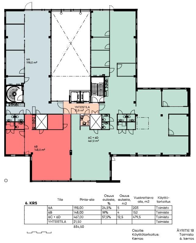 Äyritie 18 HEHKU, 835m2, 6. kerros, Toimistotila