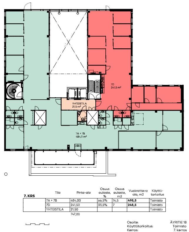 Äyritie 18 HEHKU, 248m2, 7. kerros, Toimistotila