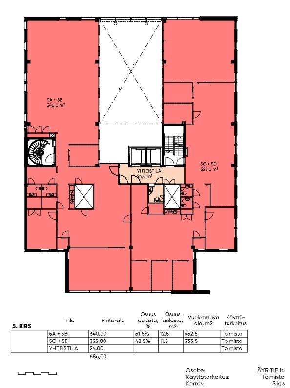 Äyritie 16 PILKE, 204m2, 6. kerros, Toimistotila