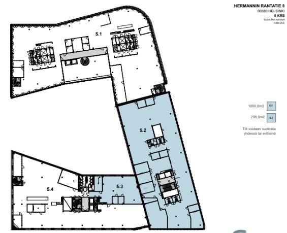 Hermannin Rantatie 8 ORIGINAL, 1055m2, 5. kerros, Toimistotila