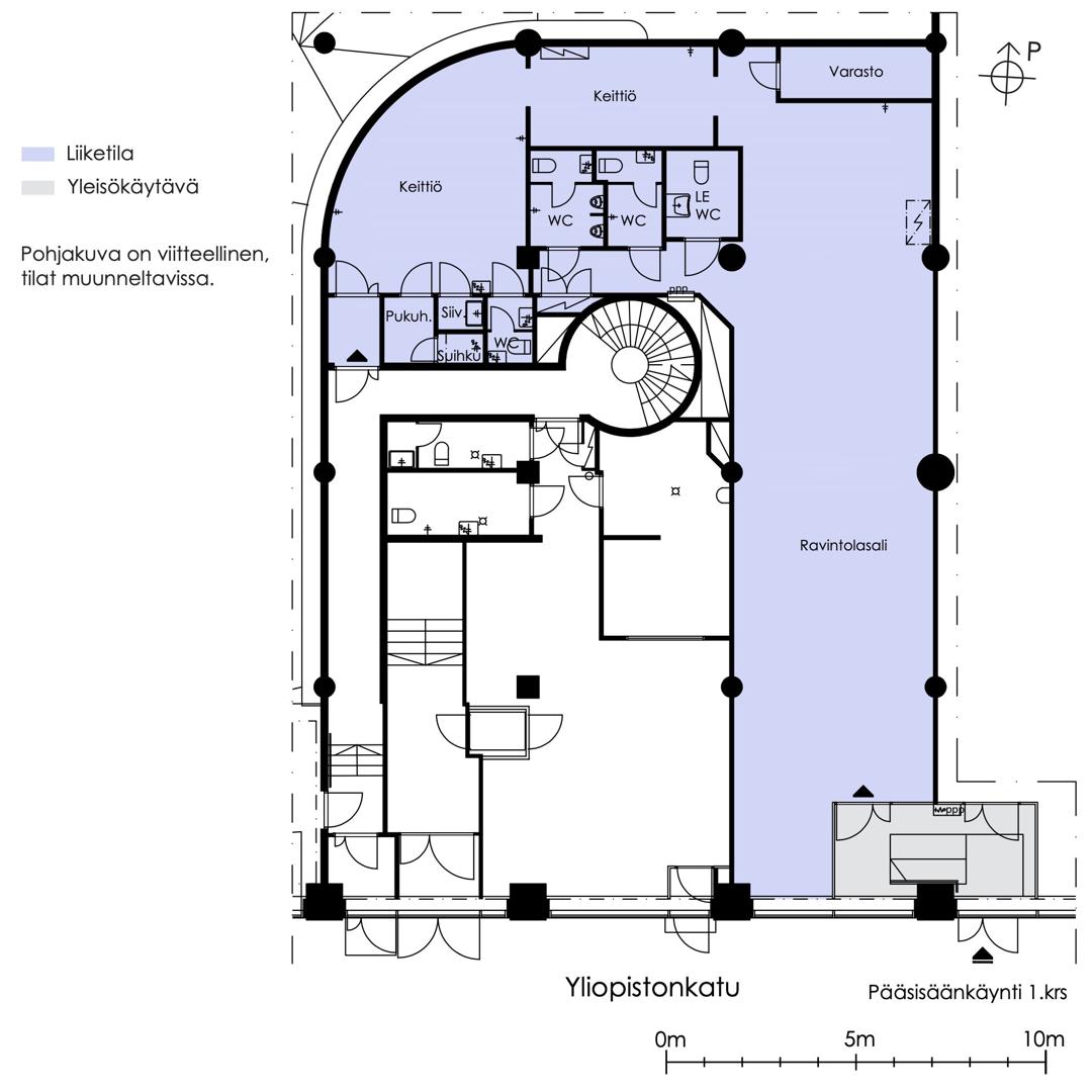 Yliopistonkatu 5, 192m2, Katutaso, Liiketila